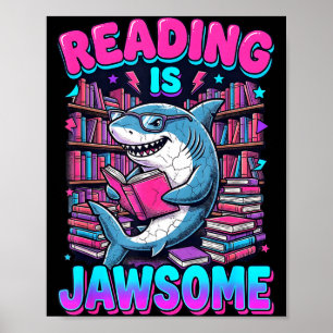 Lesen ist jawsome Haifisch-Buchliebhaber für Junge Poster