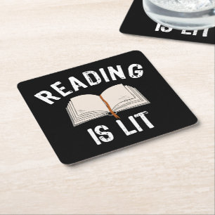Lesen ist leer - Literatur liest Bücher Vintag Rechteckiger Pappuntersetzer
