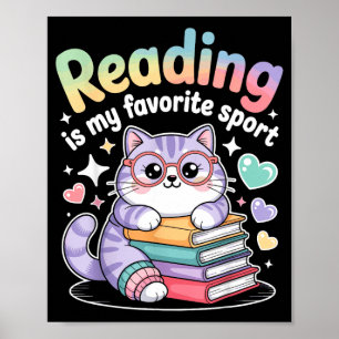 Lesen ist Lieblingssport lustige Katze Buchliebhab Poster