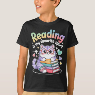 Lesen ist Lieblingssport lustige Katze Buchliebhab T-Shirt