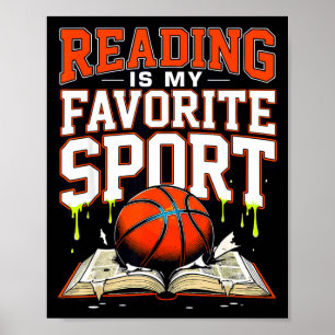 Lesen ist Lieblingssport lustiger Basketball-Tropf Poster