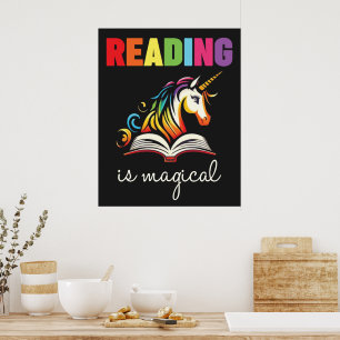 Lesen ist magisches Regenbogenspiel Poster