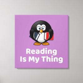 Lesen ist mein Ding Pinguin lustig lesen Leinwanddruck