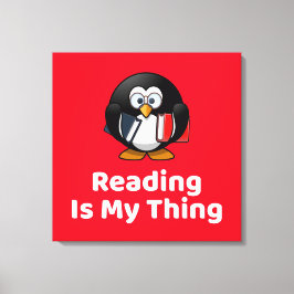 Lesen ist mein Ding Pinguin lustig lesen Leinwanddruck