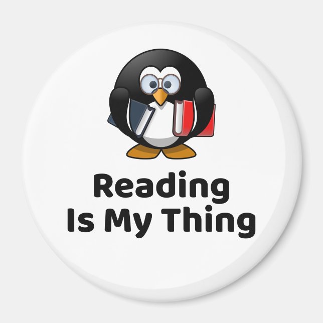 Lesen ist mein Ding Pinguin lustig lesen Magnet (Vorne)
