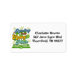 Lesen ist mein glücklicher Ort Farbige Adressetike Adressaufkleber