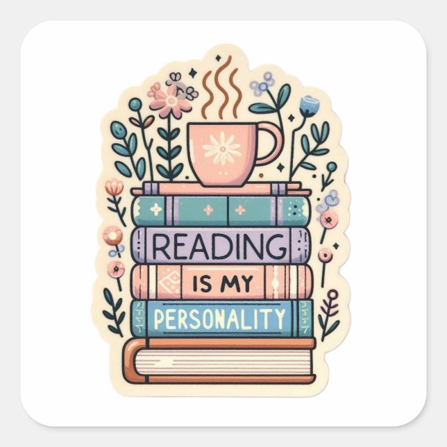 Lesen ist mein Persönlichkeit-Sticker - Cozy Bookw Quadratischer Aufkleber (Vorderseite)