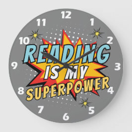 Lesen ist mein Superpower Book über die Wall-Uhr Große Wanduhr