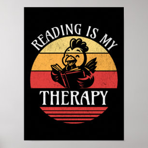 Lesen ist mein Therapielustiges Buch "Hühnchen les Poster