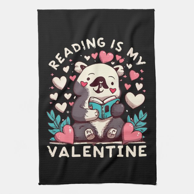 Lesen ist mein Valentinstag Geschirrtuch (Vertikal)