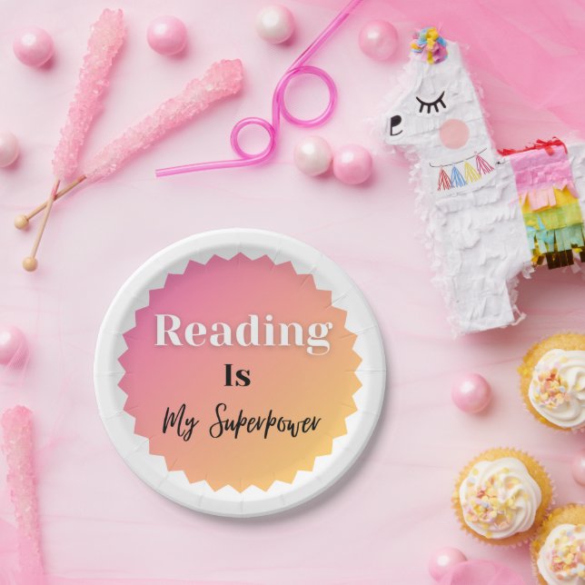 Lesen ist meine Supermacht Pappteller (Party)