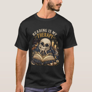 Lesen ist meine Therapie Himmels Skelett Buchliebh T-Shirt