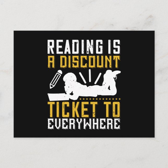 Lesen ist überall ein Ticket Postkarte (Vorderseite)