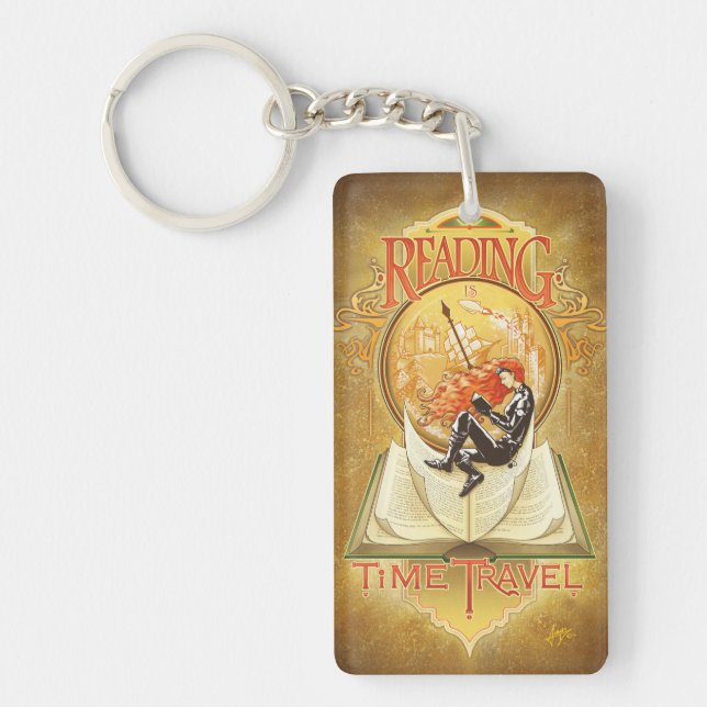 Lesen ist Zeitreise Schlüsselanhänger (Vorderseite)