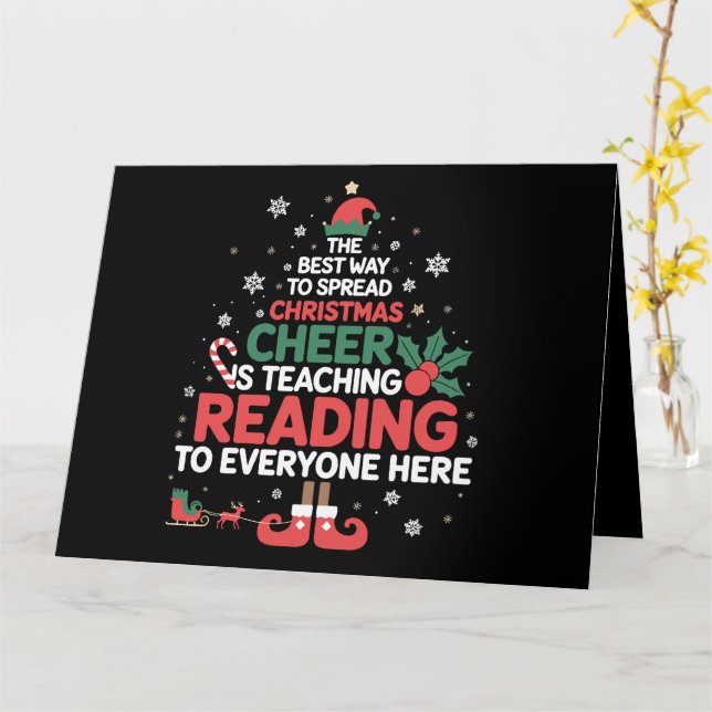 Lesen Lehrer Weihnachten Elf Xmas Cheer Karte (Gelbe Blume)