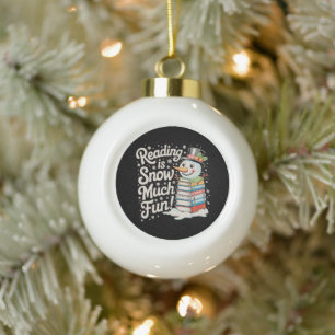 Lesen macht so viel Spaß Schneemann Bücher Weihnac Keramik Kugel-Ornament