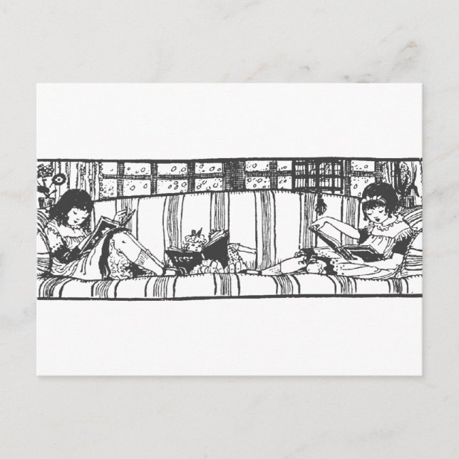 Lesen mit Dolly Postkarte (Vorderseite)