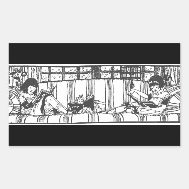 Lesen mit Dolly Rechteckiger Aufkleber (Vorderseite)