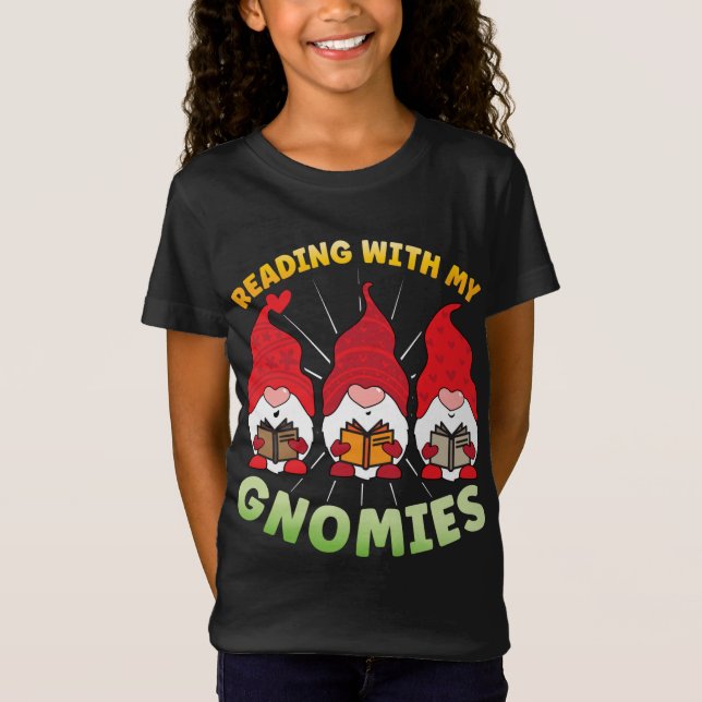 Lesen mit meinen Gnomies Funny Gnome Book Reading  T-Shirt (Vorderseite)