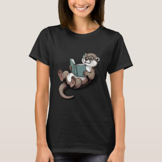 Lesen Otter Süßes Buch Liebhaber Tier Kunst für In T-Shirt