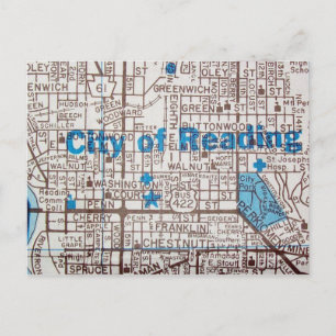 Lesen, PA Vintag Map Postkarte