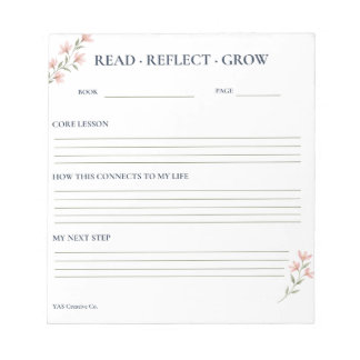 Lesen Reflektieren Wachsen Florale Lese-Reflexion Notizblock
