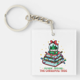 Lesen rund um den Weihnachtsbaum Buchliebhaber Schlüsselanhänger