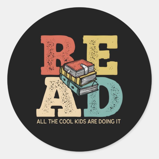 Lesen Sie alle Buchleser Runder Aufkleber (Vorderseite)