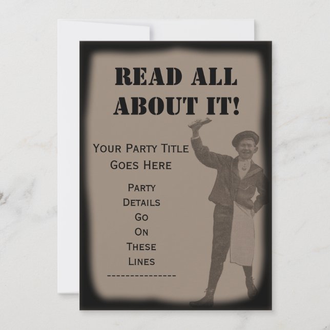 LESEN SIE ALLES DARÜBER! Party der Zeitung Einladung (Vorderseite)