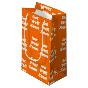 Lesen Sie bald den Text auf Orange Kleine Geschenktüte
