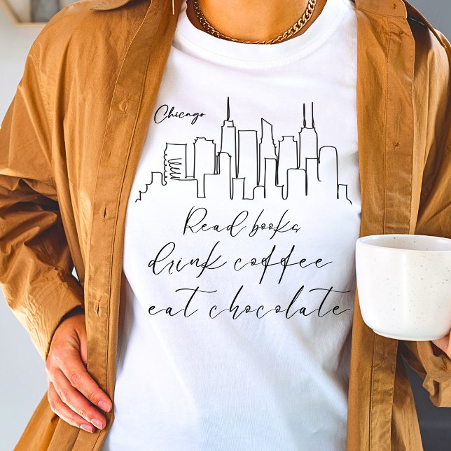 Lesen Sie Buch trinken Kaffee essen Schokolade Chi T-Shirt (Von Creator hochgeladen)