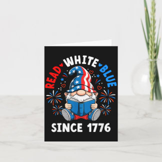 Lesen Sie Bücher 4. Juli Gnom Rot Weiß Blau Spaß Karte