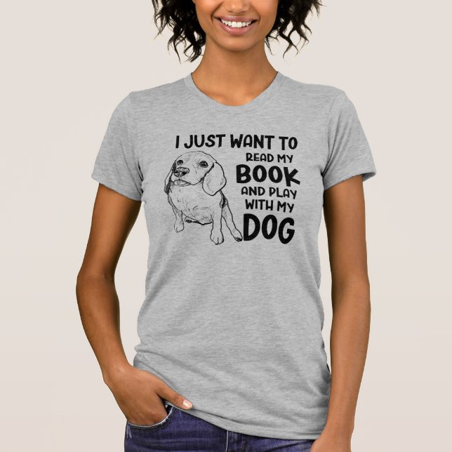 Lesen Sie Bücher, die mit Dog Funny Reading Lehrer T-Shirt (Vorderseite)