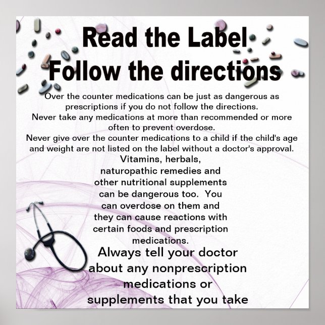 Lesen Sie das Etikett, folgen Sie den Anweisungen Poster (Vorne)