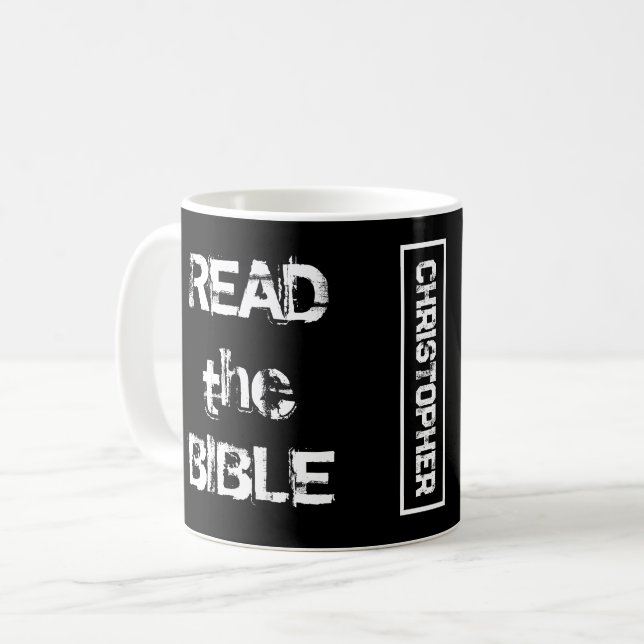 Lesen Sie die Bibel Schwarz & Weiß Kaffeetasse (Vorderseite Links)