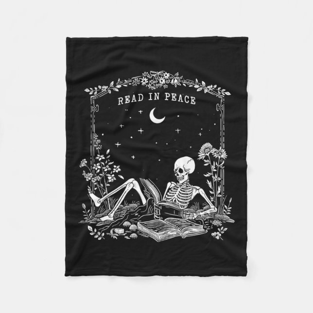 Lesen Sie in Peace Spooky Lehrer Skeleton Trick le Fleecedecke (Vorderseite)