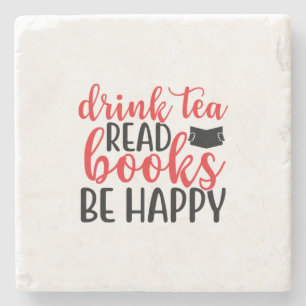Lesen Sie Kunst Drink Tee Lesen Sie Bücher sind gl Steinuntersetzer