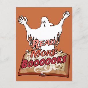 Lesen Sie mehr Booooks Ghost Book Halloween Postkarte