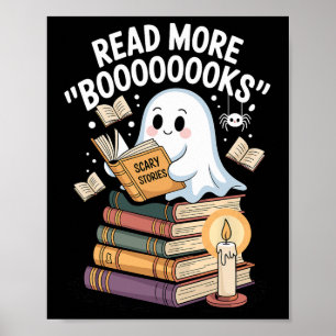 Lesen Sie mehr Booooks Ghost Reading Halloween Art Poster