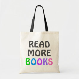 LESEN SIE MEHR BÜCHER mit farbenfrohen Typografie- Tragetasche