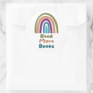 Lesen Sie mehr Bücher motivierend Boho Regenbogen  Runder Aufkleber