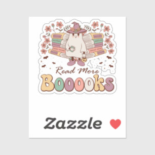 Lesen Sie mehr Bücher Retro Groovy Halloween Aufkleber