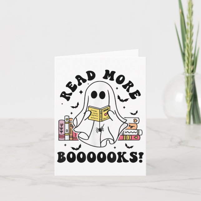 Lesen Sie mehr Bücher Spooky Boo Book Lovers Hallo Karte (Vorderseite)