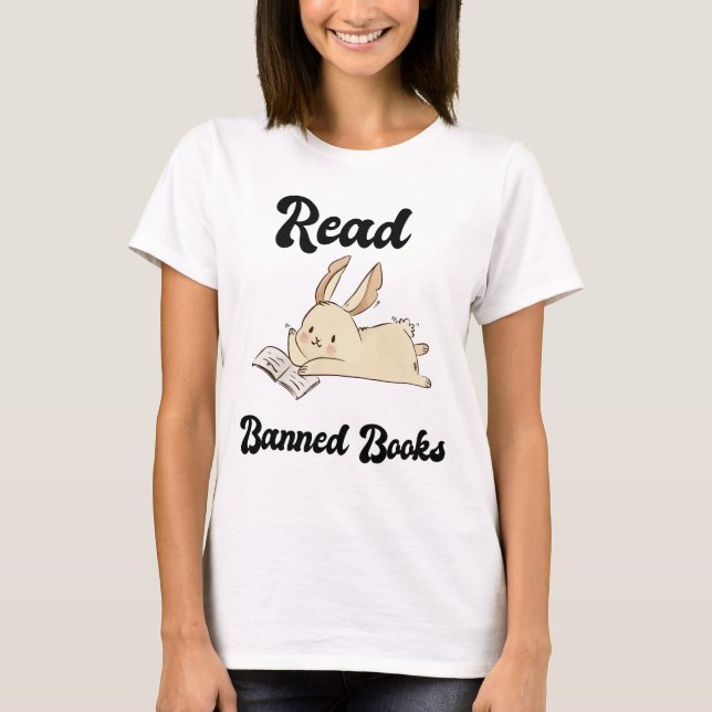 Lesen Sie verbotene Bücher Adable Rabbit T-Shirt (Vorderseite)