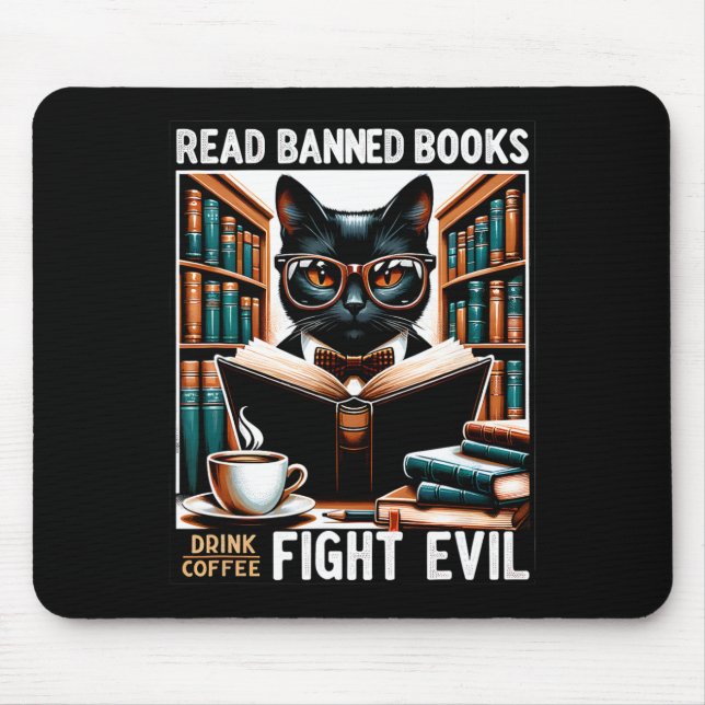 Lesen Sie verbotene Bücher trinken Kaffee Kampf Bö Mousepad (Vorne)