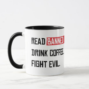Lesen Sie verbotene Bücher trinken Kaffee kämpfen  Tasse