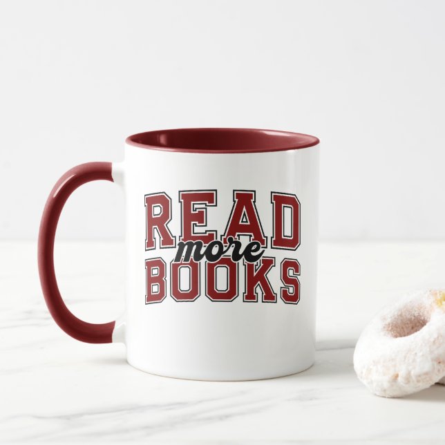 Lesen Sie weitere Bücher Maroon Varsity Leser Book Tasse (Mit Donut)