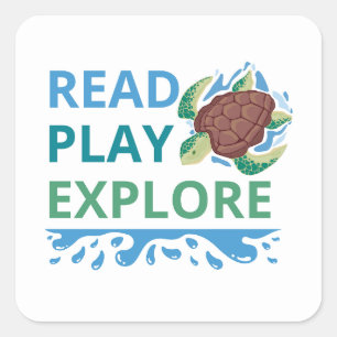 Lesen Spielen Entdecken Lesesticker für Kinder B Quadratischer Aufkleber