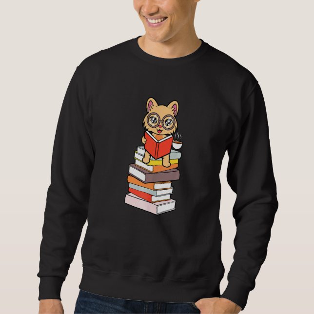 Lesen und Katzen Niedliche Katzen lesen Sweatshirt (Vorderseite)