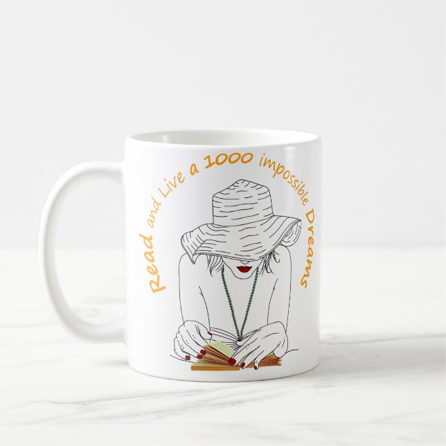 Lesen und leben Sie 1000 Träume Kaffeetasse (Links)